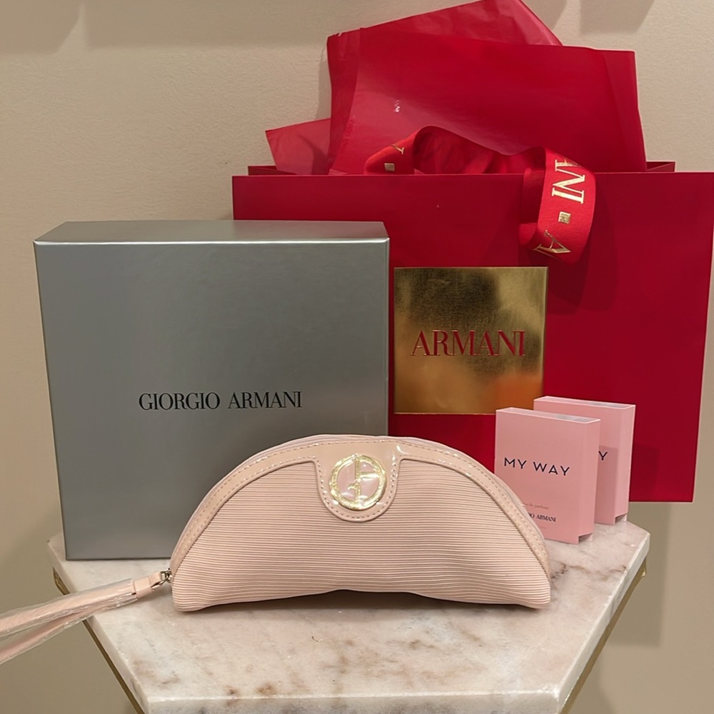Giorgio Armani, pink zip around cosmetic bag